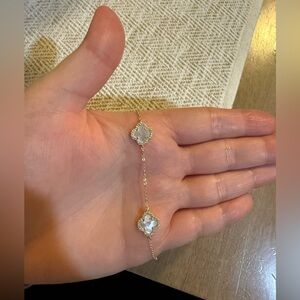 Rachael Zoe Clover with diamonds bracelet